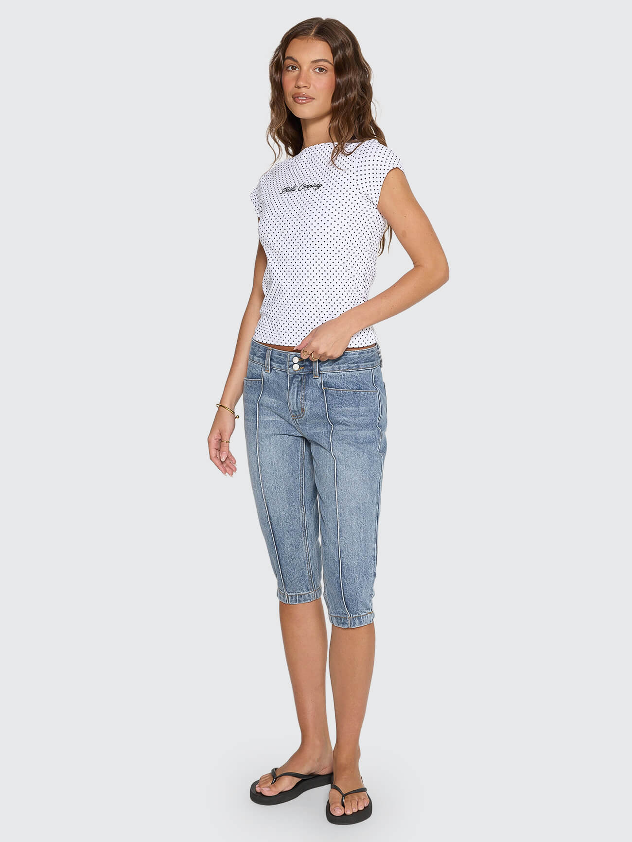 New Romance Boat Neck Tee - White Polka Dot 4