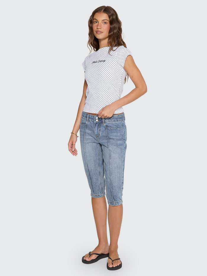 New Romance Boat Neck Tee - White Polka Dot 4