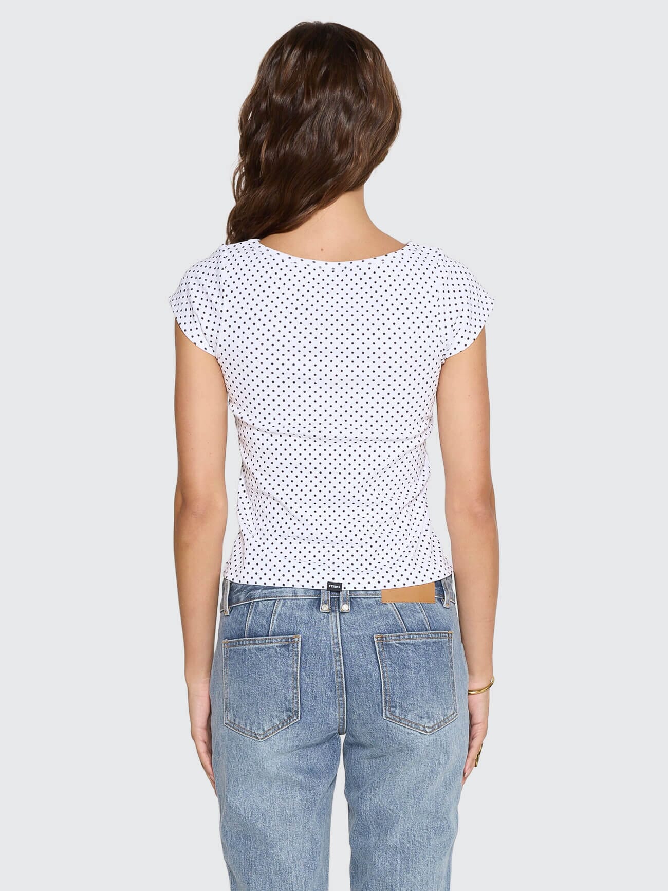New Romance Boat Neck Tee - White Polka Dot 4