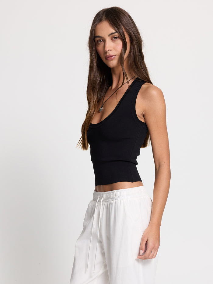 Astra V Neck Tank - Black