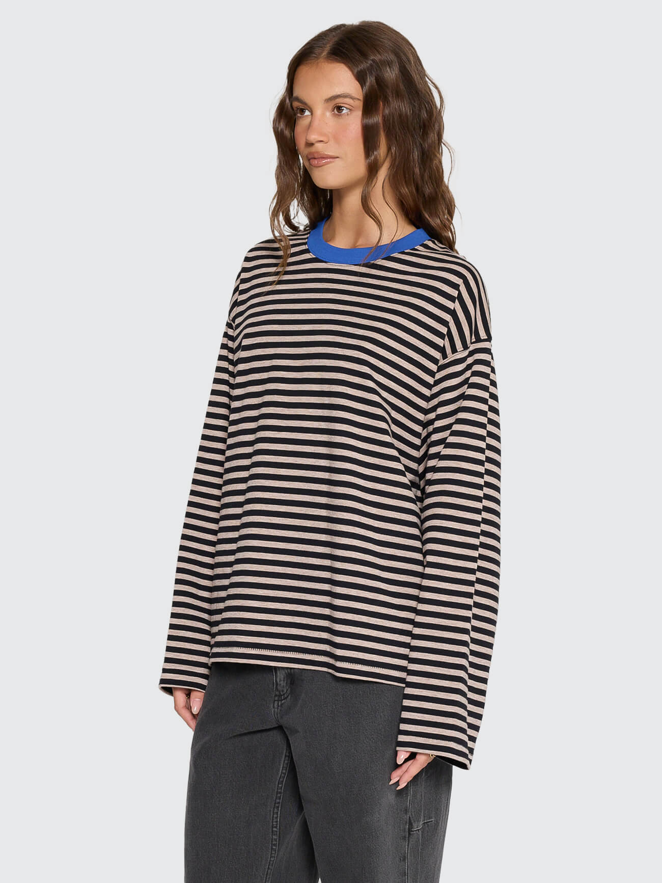 Muse Long Sleeve Oversize Tee - Brown Marle Stripe 4