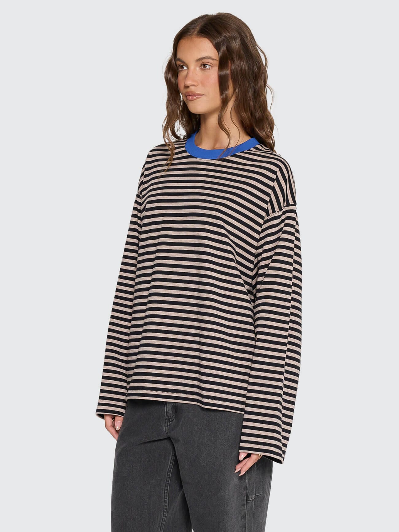 Muse Long Sleeve Oversize Tee - Brown Marle Stripe 4