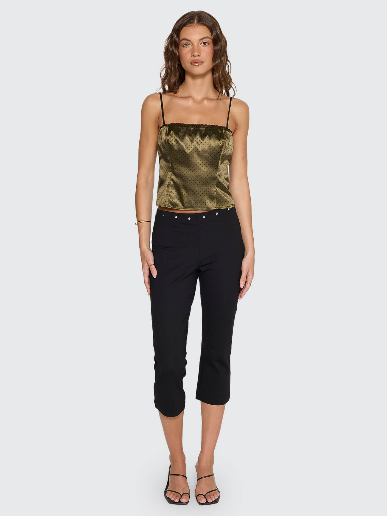 New Romance Top - Olive Green Polka Dot 4