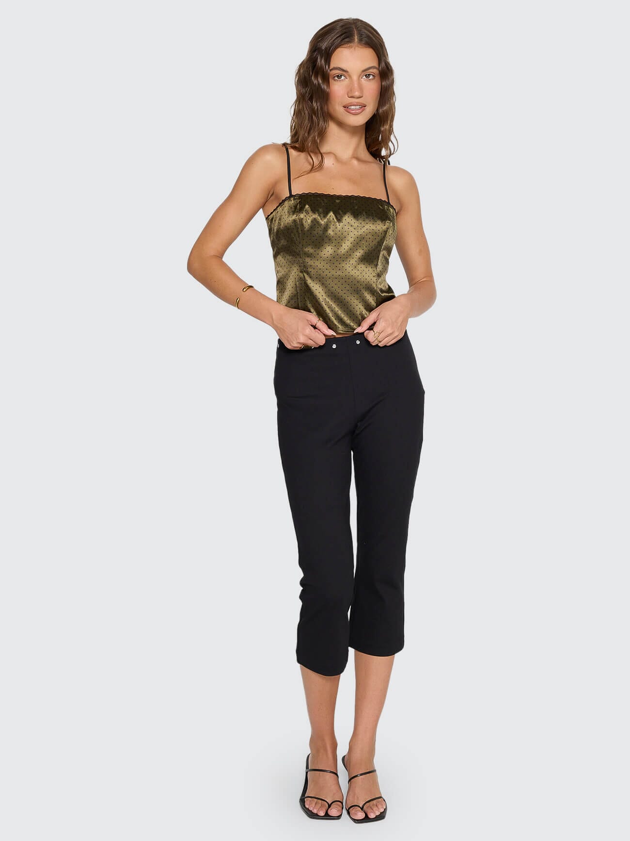 New Romance Top - Olive Green Polka Dot 4