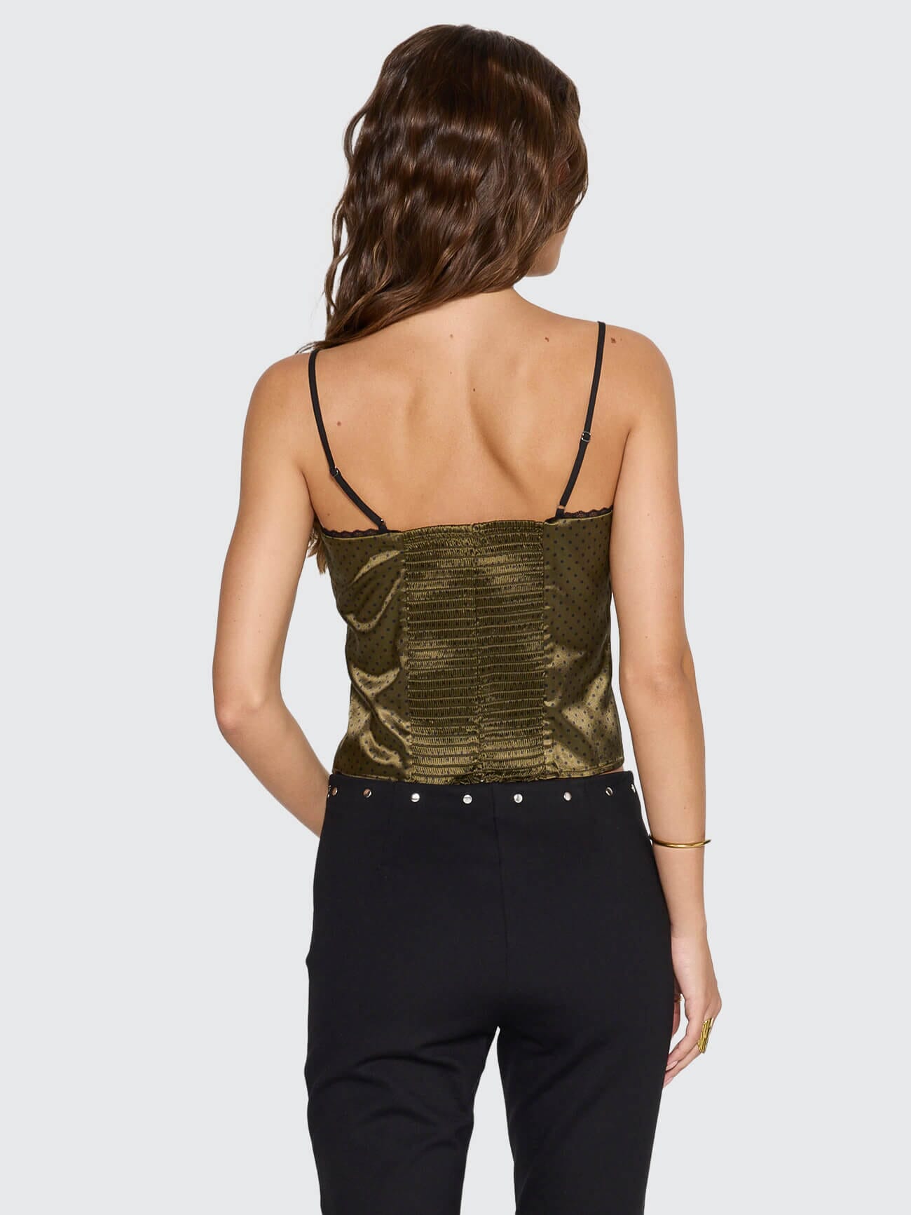 New Romance Top - Olive Green Polka Dot 4