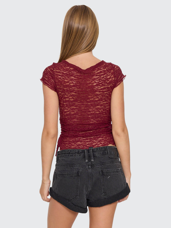 Eternal Lace Boat Neck Tee - Pomegranate 4