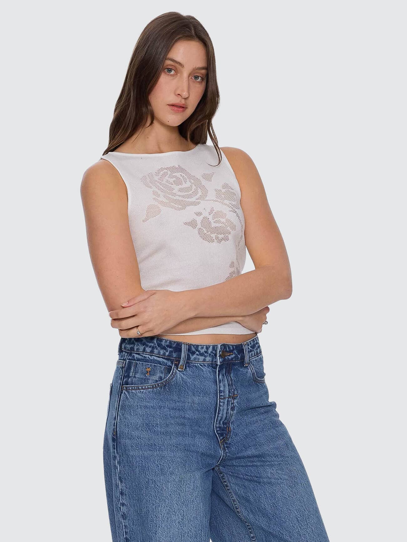 Rosetta Knit Tank - Heritage White