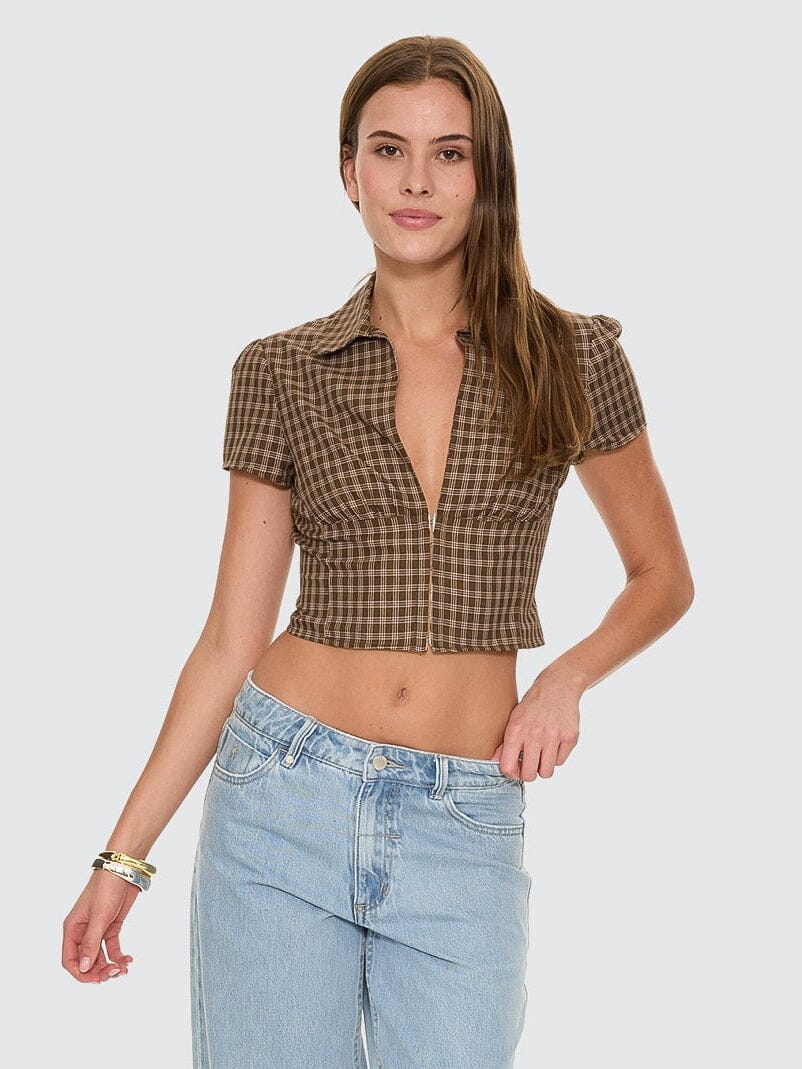 State Of Mind Check Short Sleeve Shirt - Postal Brown