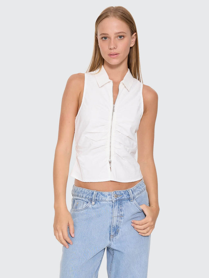 Andy Zip Sleeveless Shirt - White 4