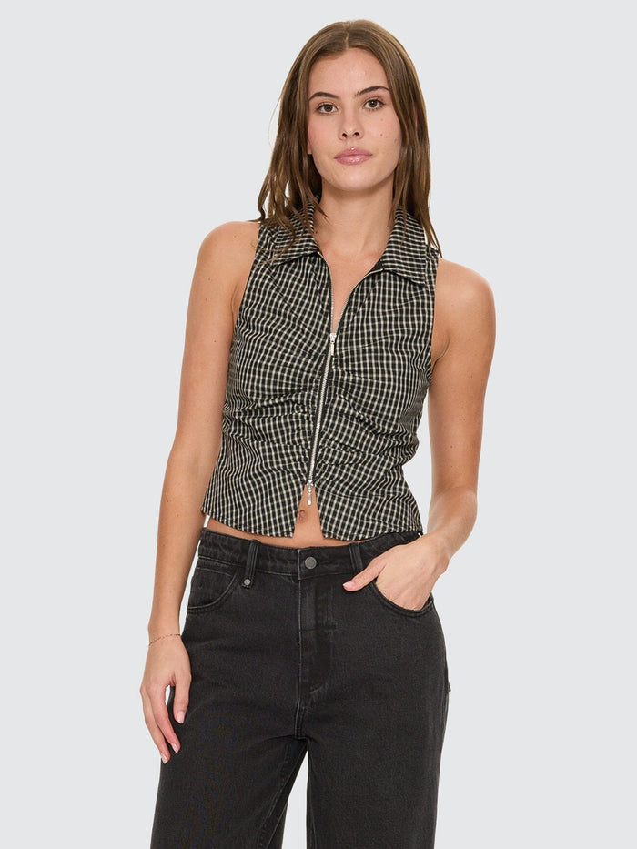 Andy Zip Sleeveless Shirt - Black