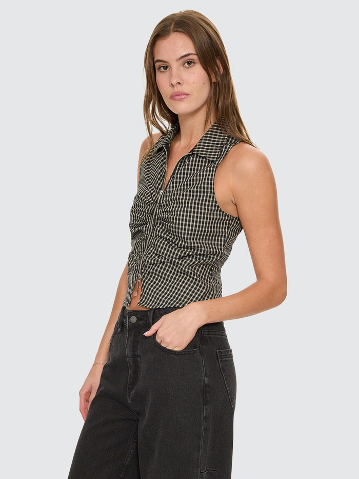 Andy Zip Sleeveless Shirt - Black