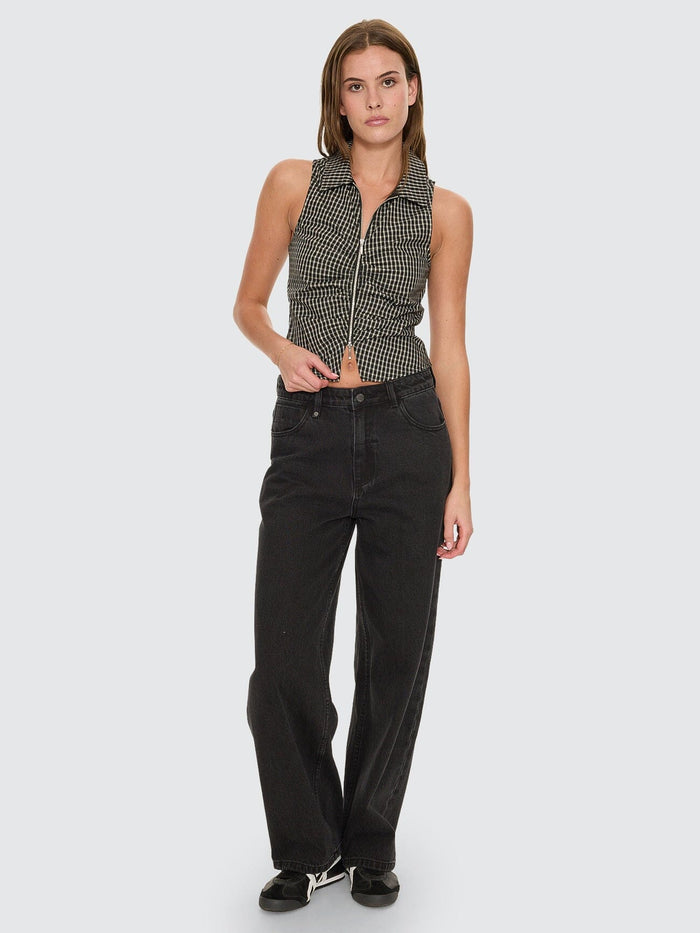 Andy Zip Sleeveless Shirt - Black