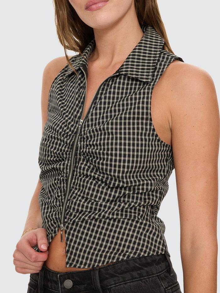 Andy Zip Sleeveless Shirt - Black