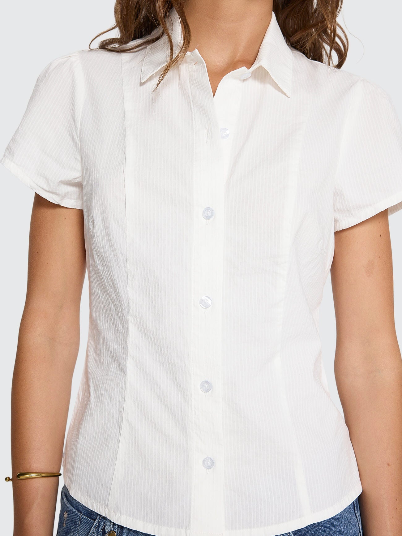 Jenni Short Sleeve Shirt - White 4