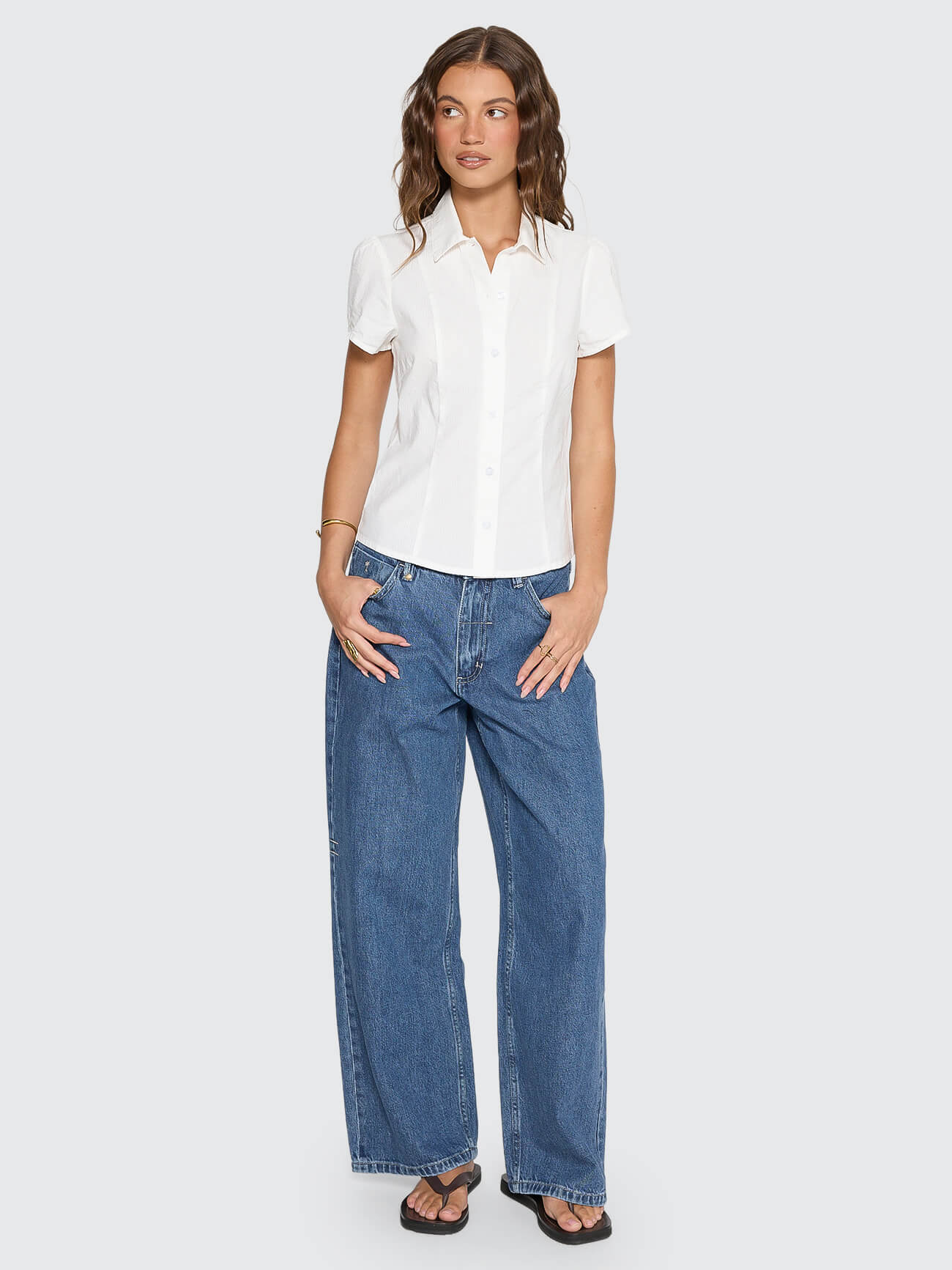 Jenni Short Sleeve Shirt - White 4