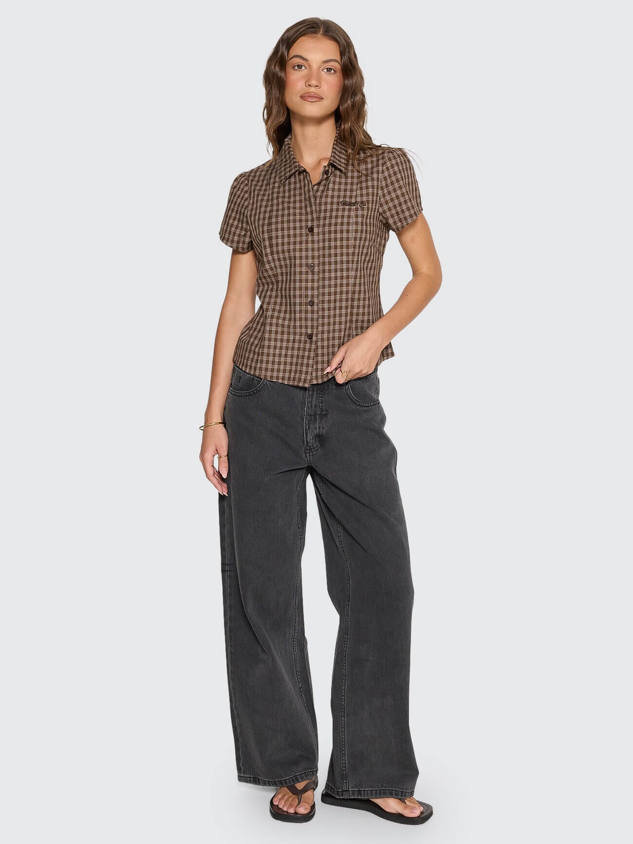 State Of Mind Check Fitted Shirt - Postal Brown 4