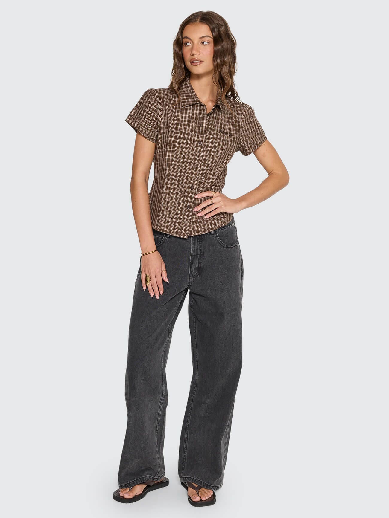 State Of Mind Check Fitted Shirt - Postal Brown 4