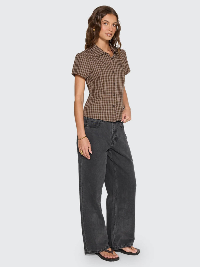 State Of Mind Check Fitted Shirt - Postal Brown 4