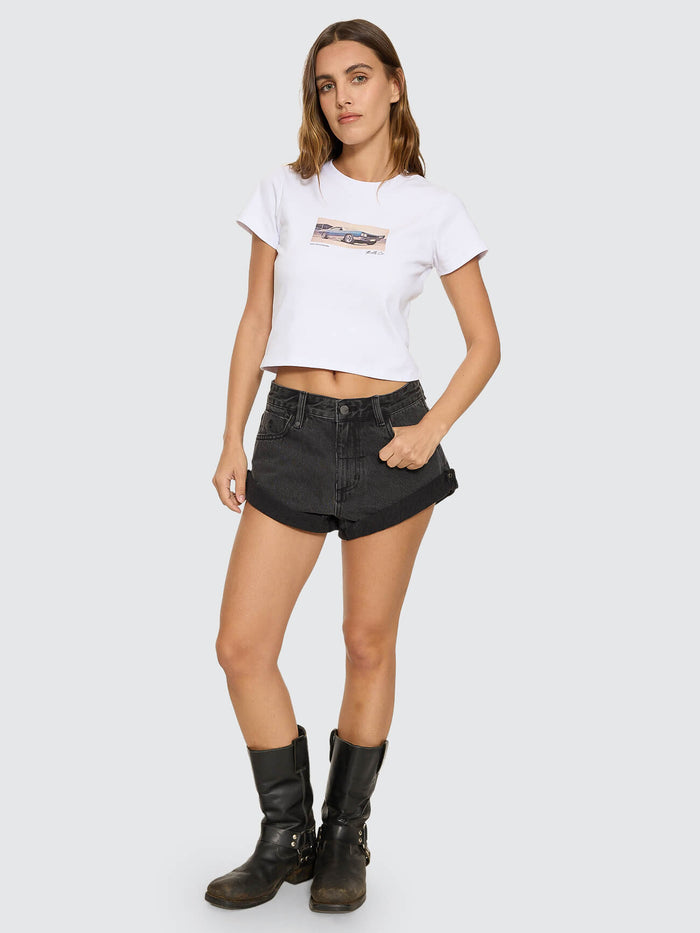 Remi Rolled Low Rise Baggy Short - Ash Black 4