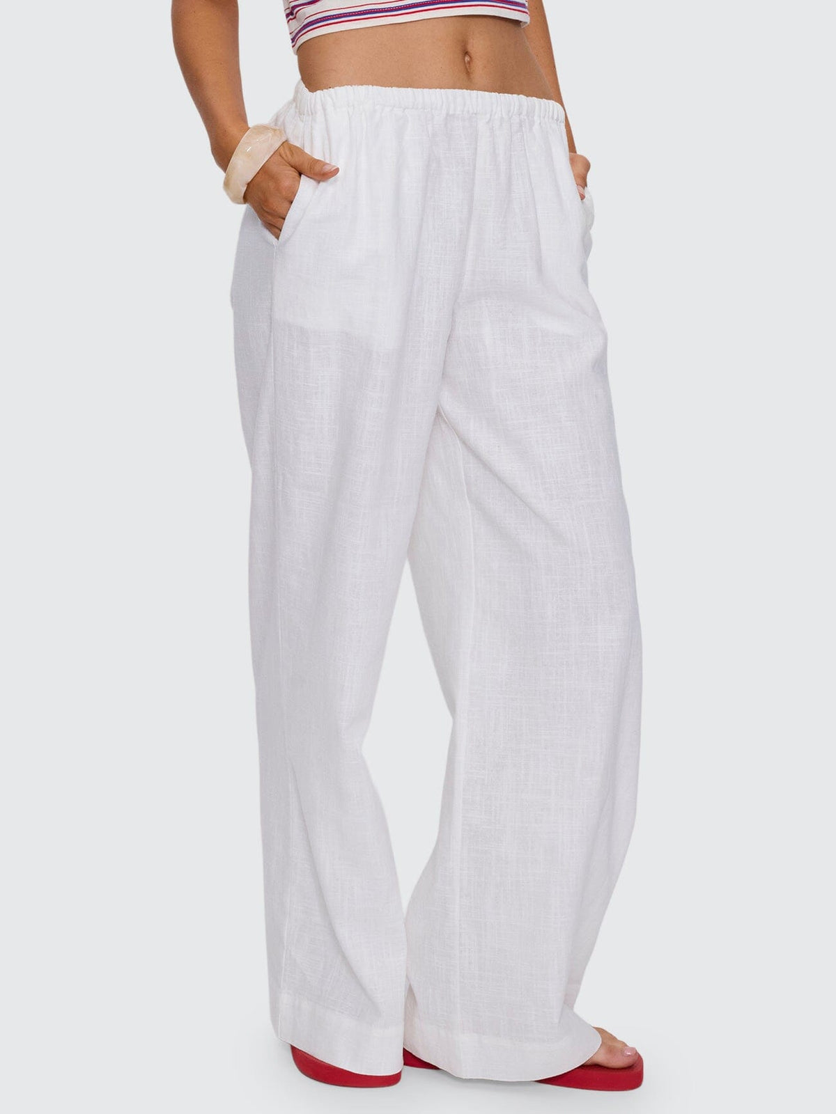 Lettie Elastic Pant - White 4