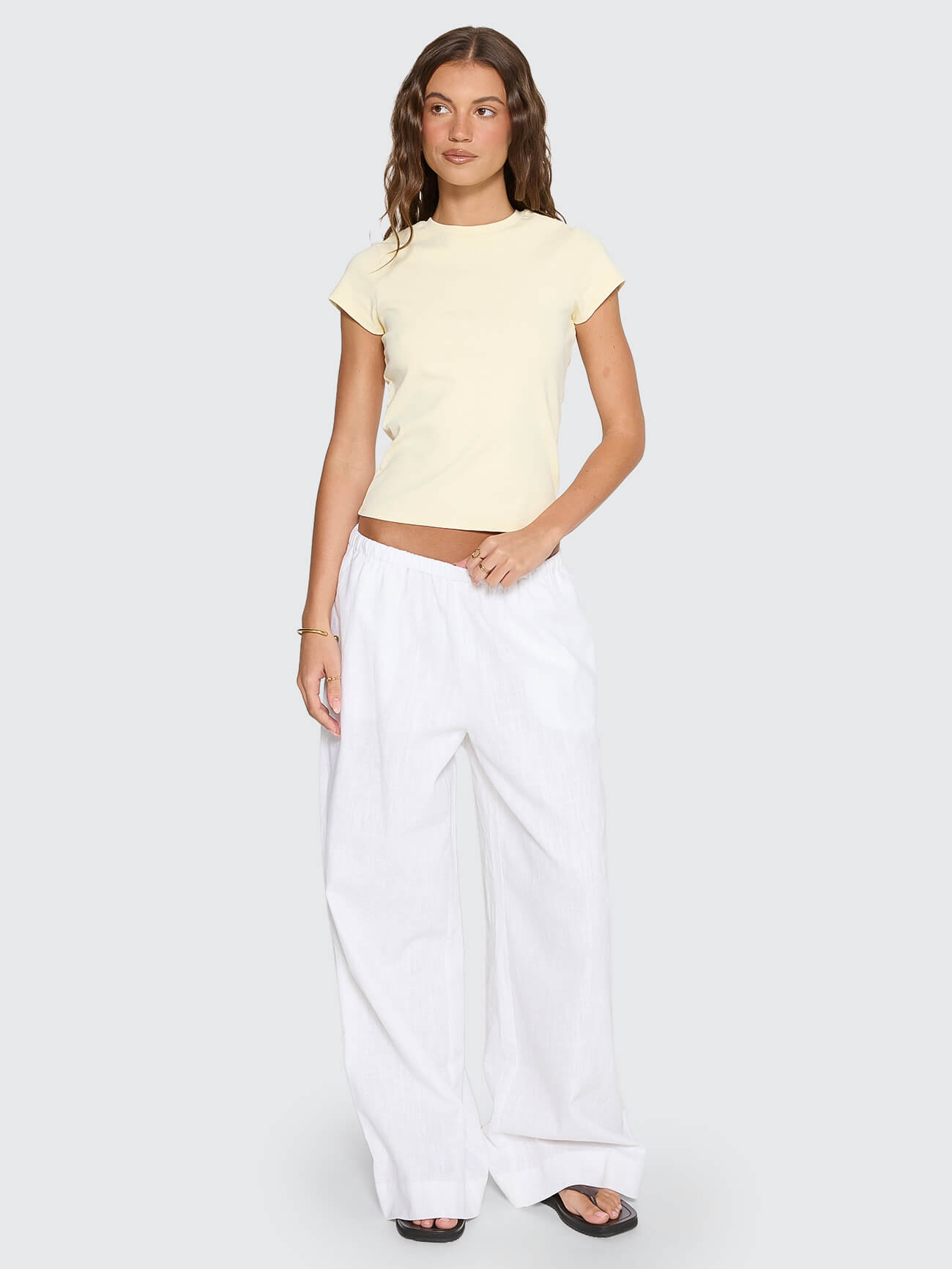 Lettie Elastic Pant - White 4