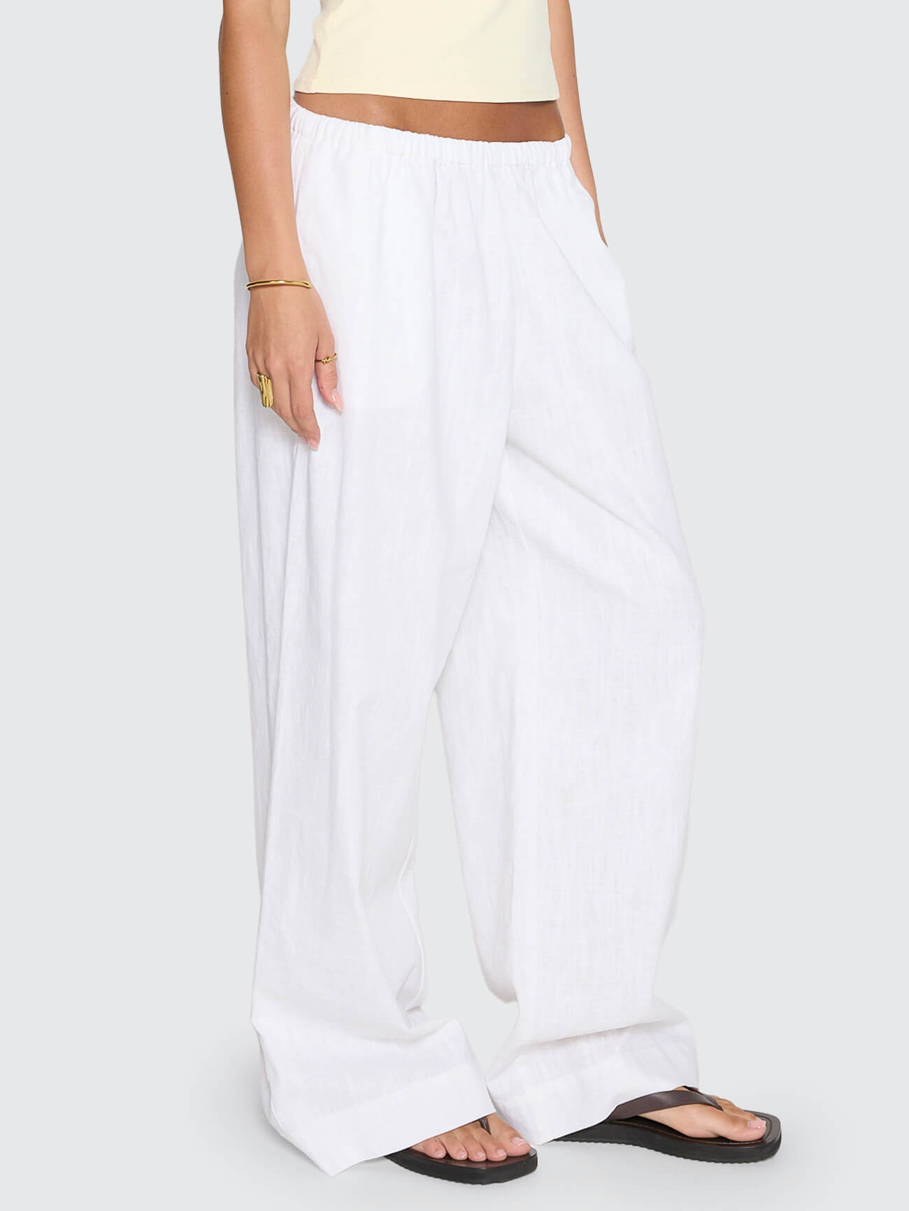 Lettie Elastic Pant - White 4