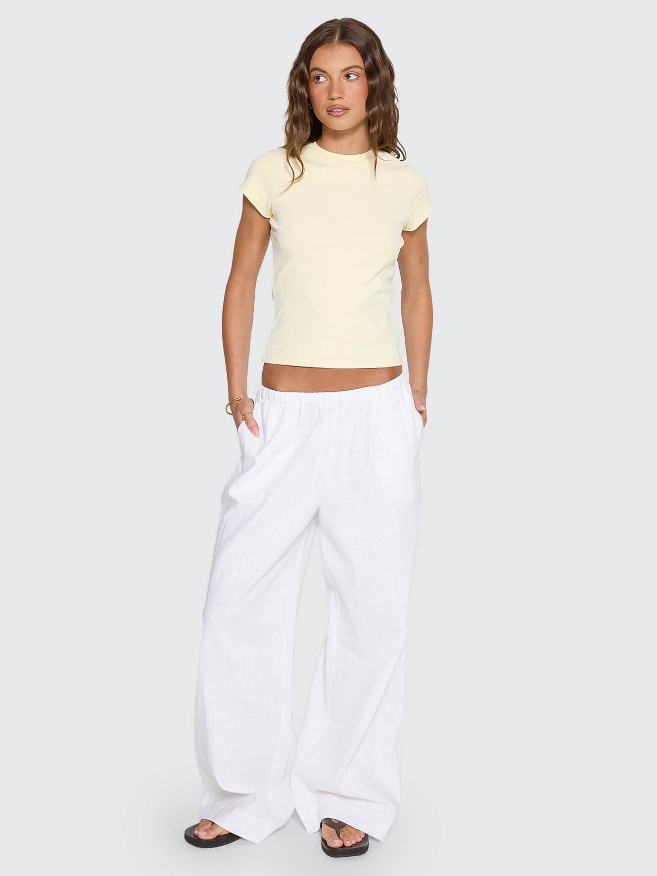 Lettie Elastic Pant - White 4