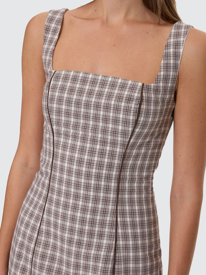 Adorned Check Elsie Mini Dress - Java 4