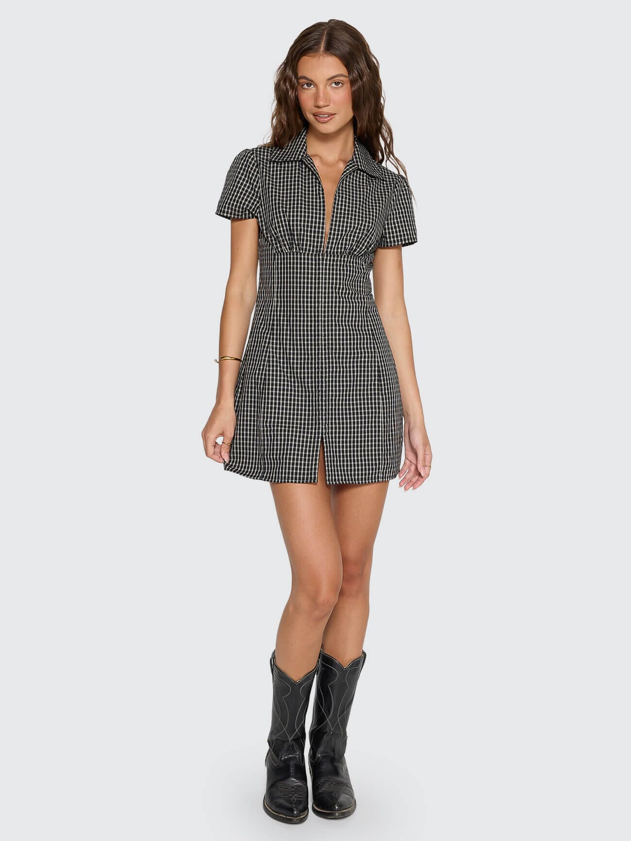 Sienna Check Dress - Black 4