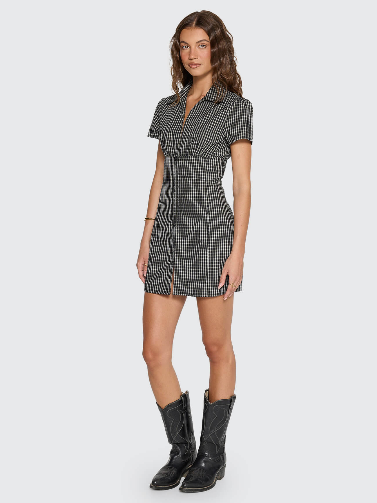 Sienna Check Dress - Black 4