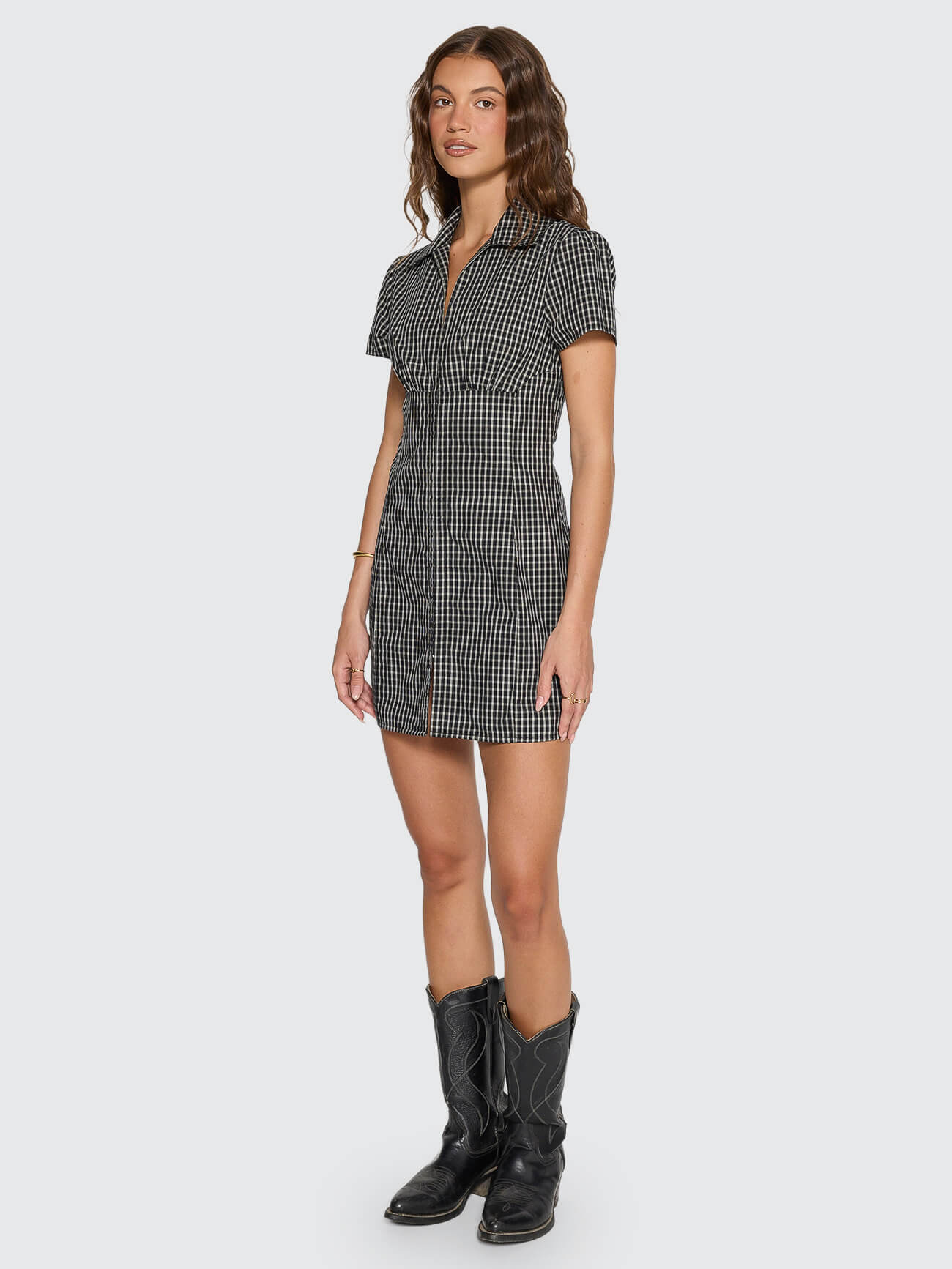 Sienna Check Dress - Black 4