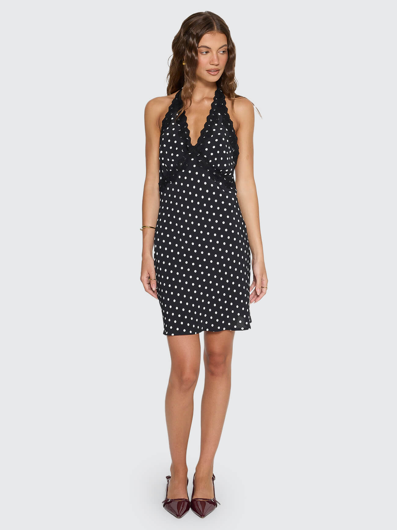 Dakota Lace Mini Dress - Black Polka Dot 4