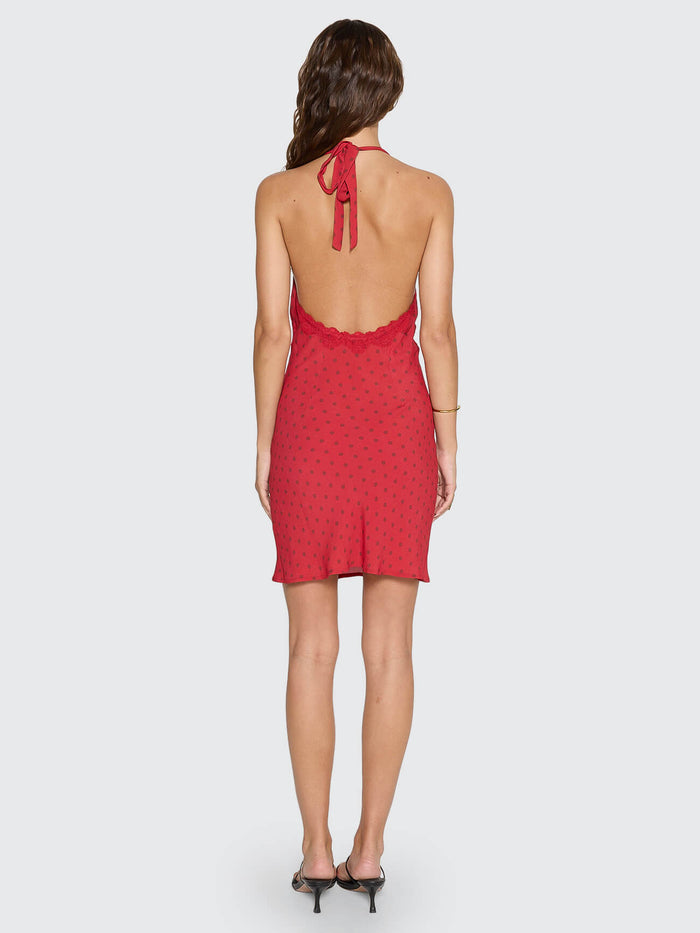 Dakota Lace Mini Dress - Red Polka Dot 4