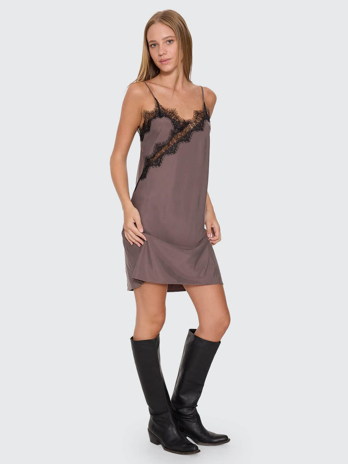 New Romance Lace Mini Slip Dress - Charcoal Rose 4
