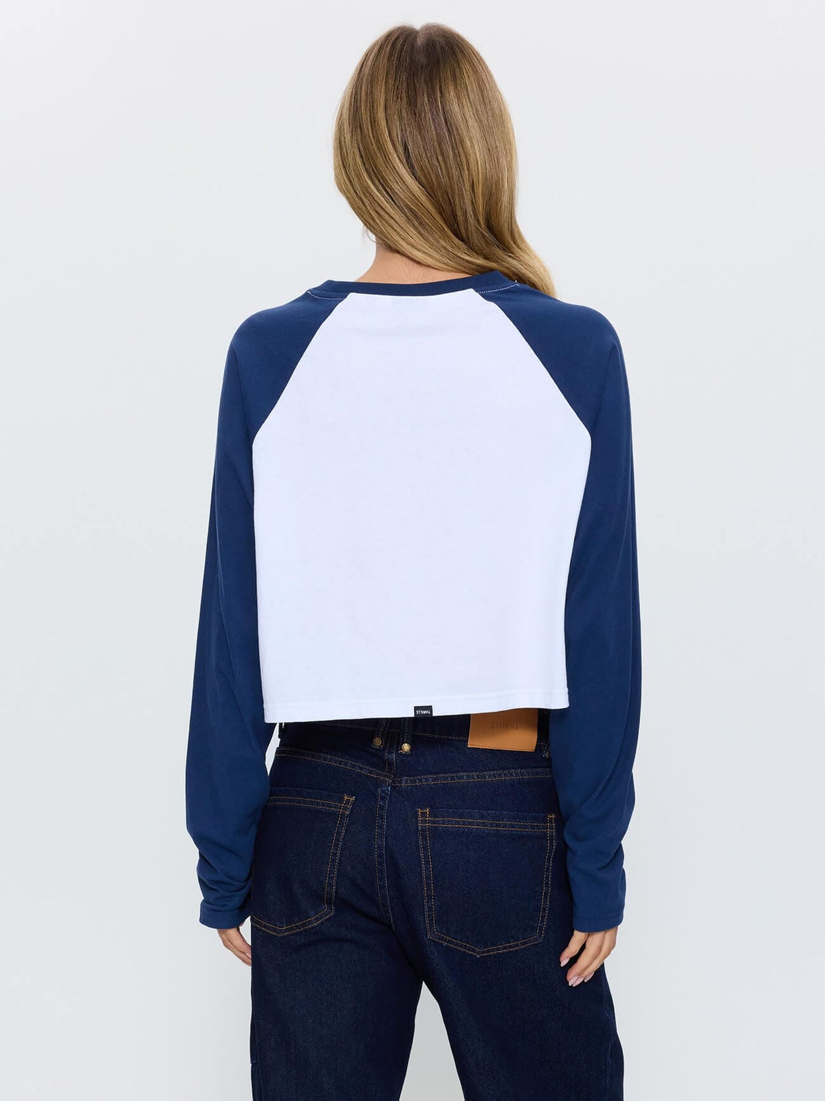 Hot Shot Long Sleeve Crop Baseball Tee - Heritage Navy 4