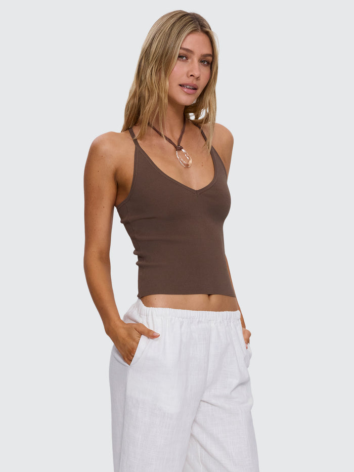 Anna V Neck Tank - Cocoa 4