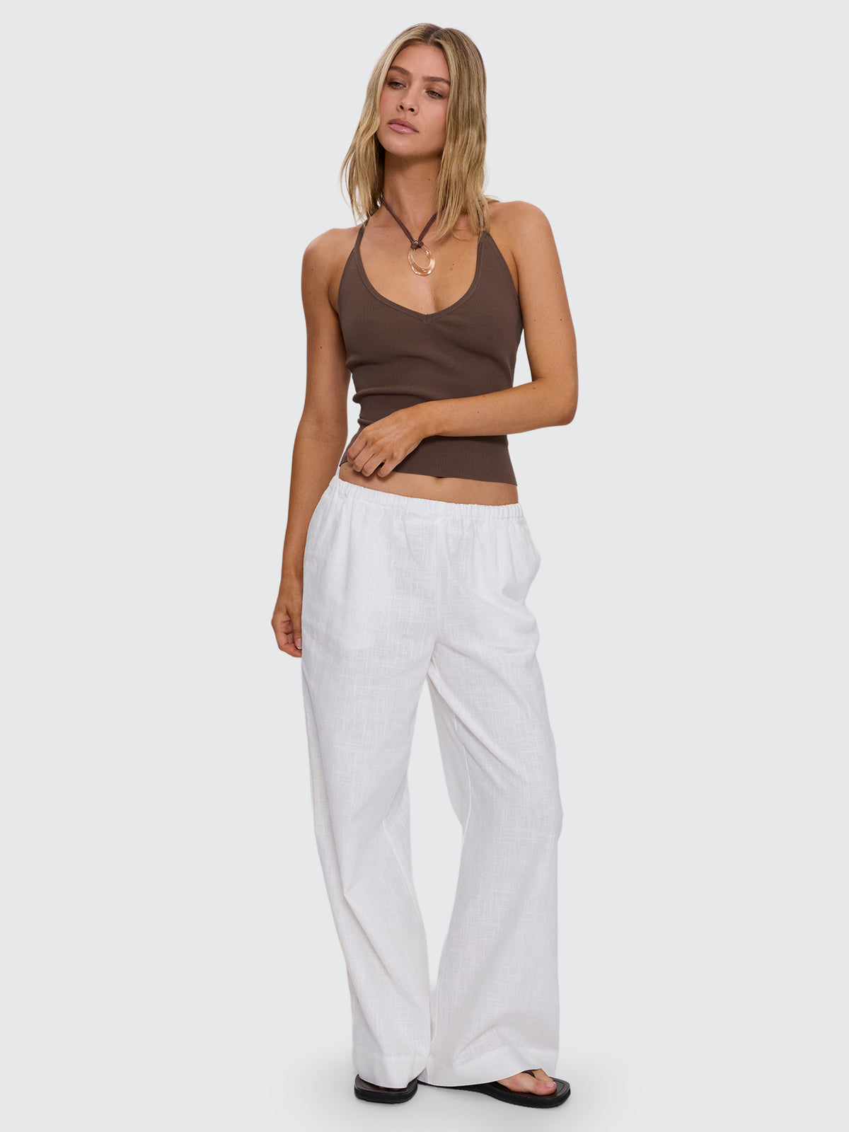 Anna V Neck Tank - Cocoa 4