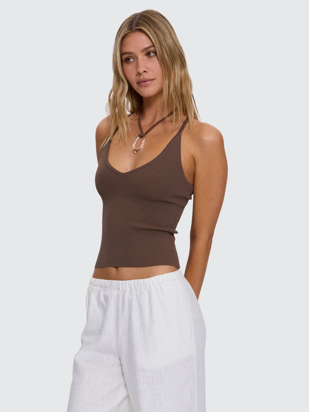 Anna V Neck Tank - Cocoa 4