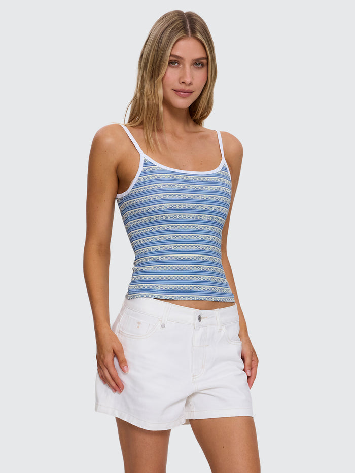 No Clue Stripe Scoop Neck Tank - Butter Blue Stripe 4