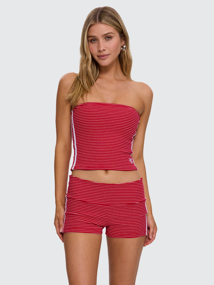 No Clue Stripe Tube Tank - Ruby Red Stripe 4