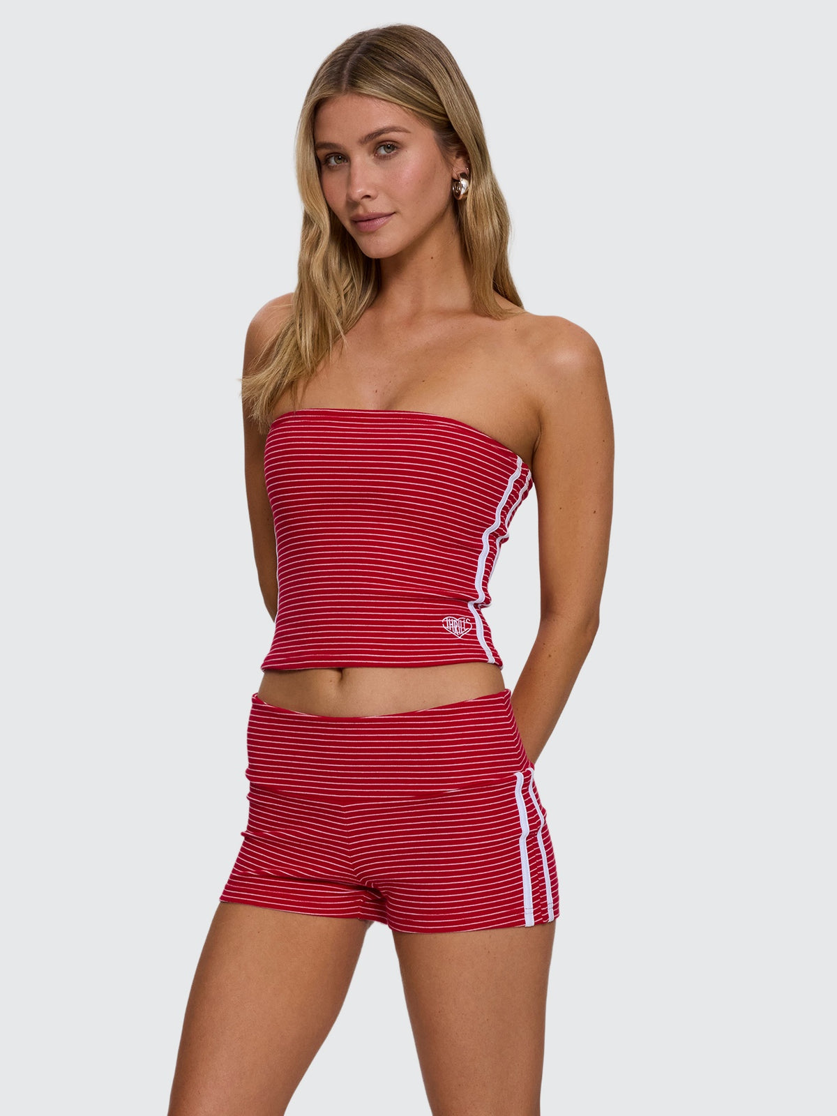 No Clue Stripe Tube Tank - Ruby Red Stripe 4