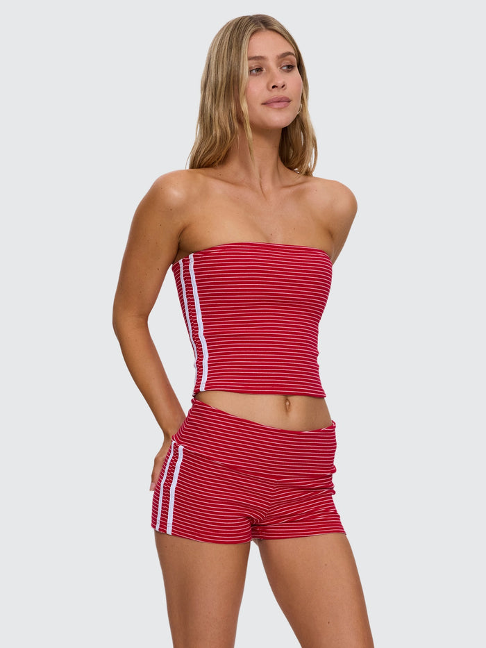 No Clue Stripe Tube Tank - Ruby Red Stripe 4