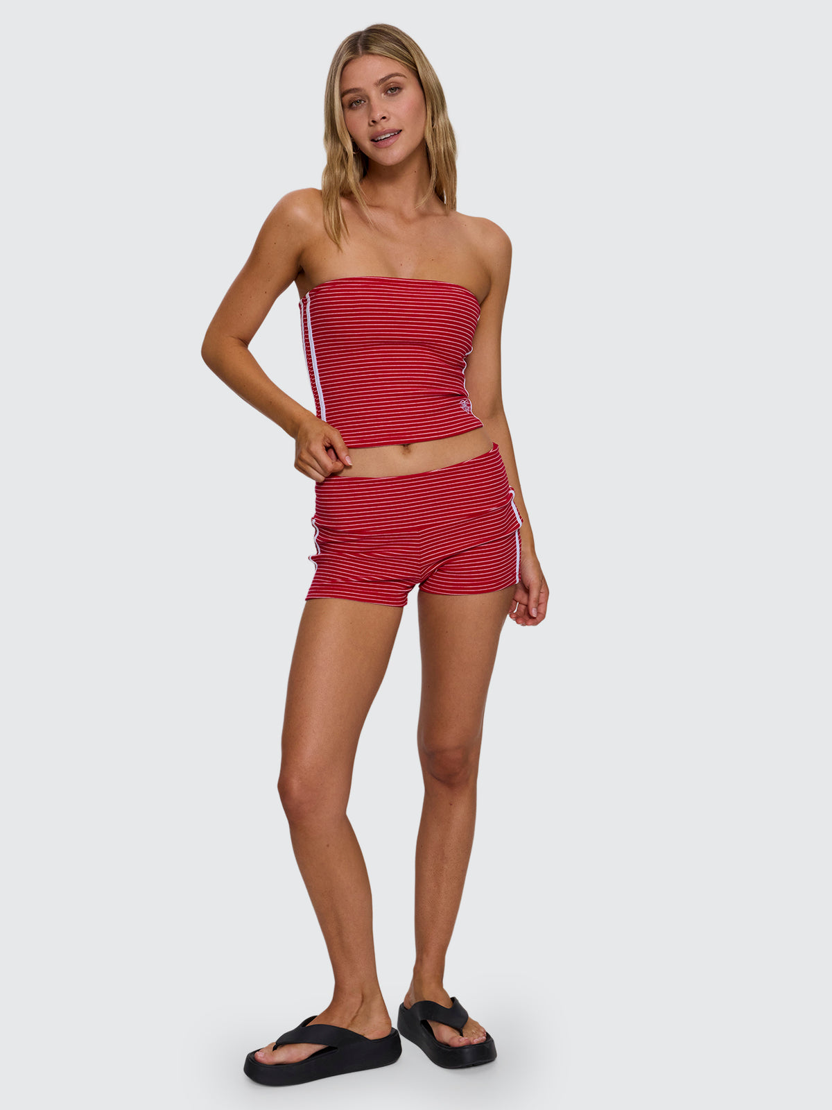 No Clue Stripe Tube Tank - Ruby Red Stripe 4