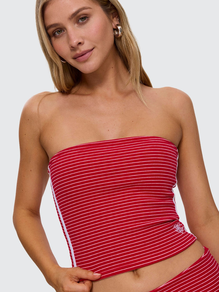 No Clue Stripe Tube Tank - Ruby Red Stripe 4