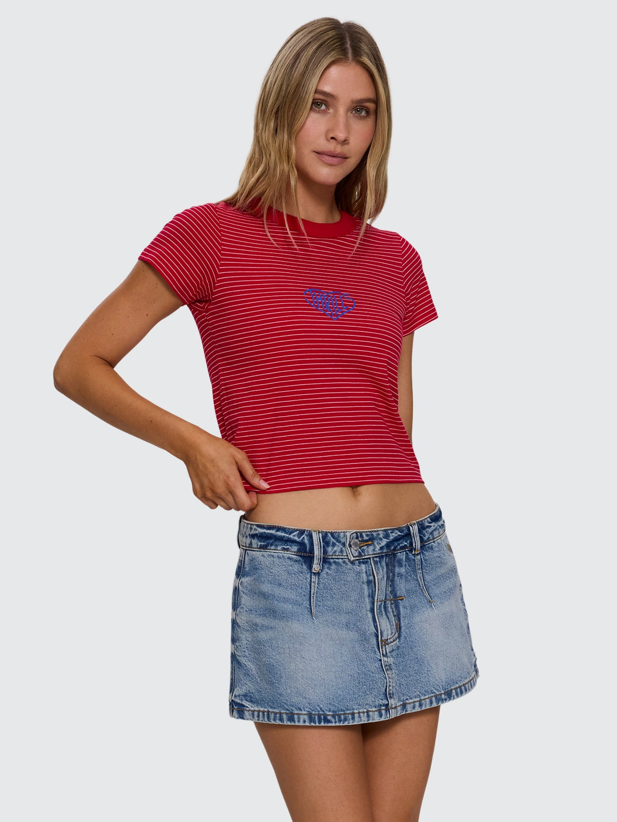 No Clue Stripe Boy Tee - Ruby Red Stripe 4