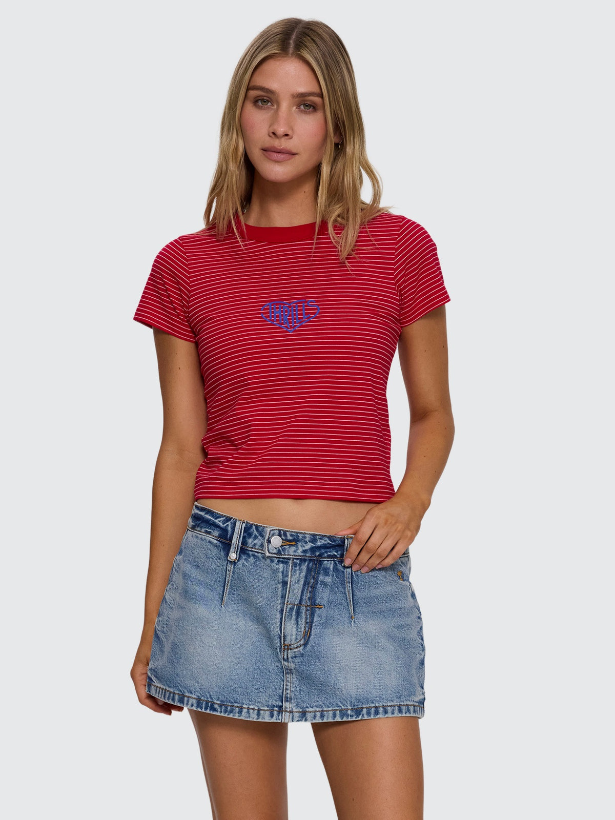 No Clue Stripe Boy Tee - Ruby Red Stripe 4