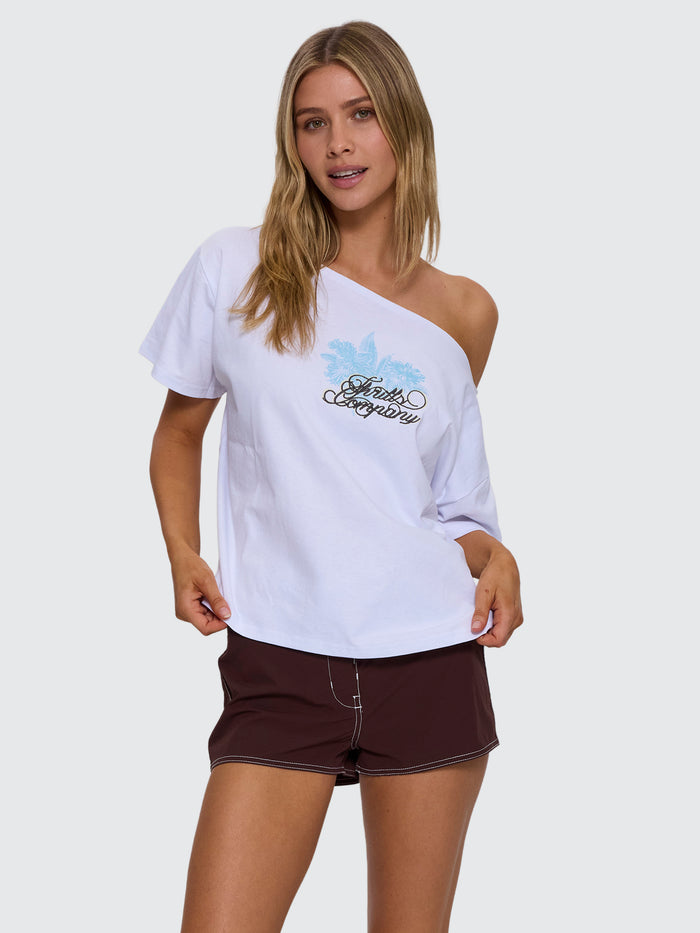 Lost Paradise Off Shoulder Tee - White 4