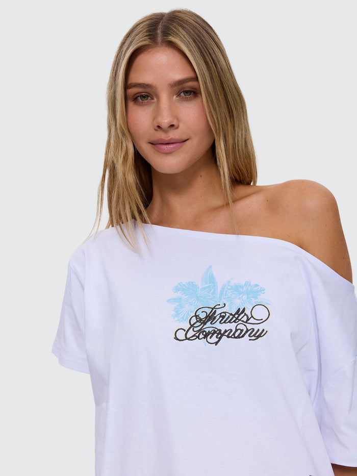 Lost Paradise Off Shoulder Tee - White 4