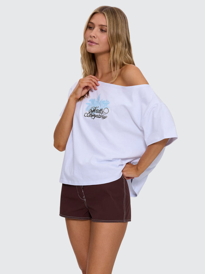Lost Paradise Off Shoulder Tee - White 4