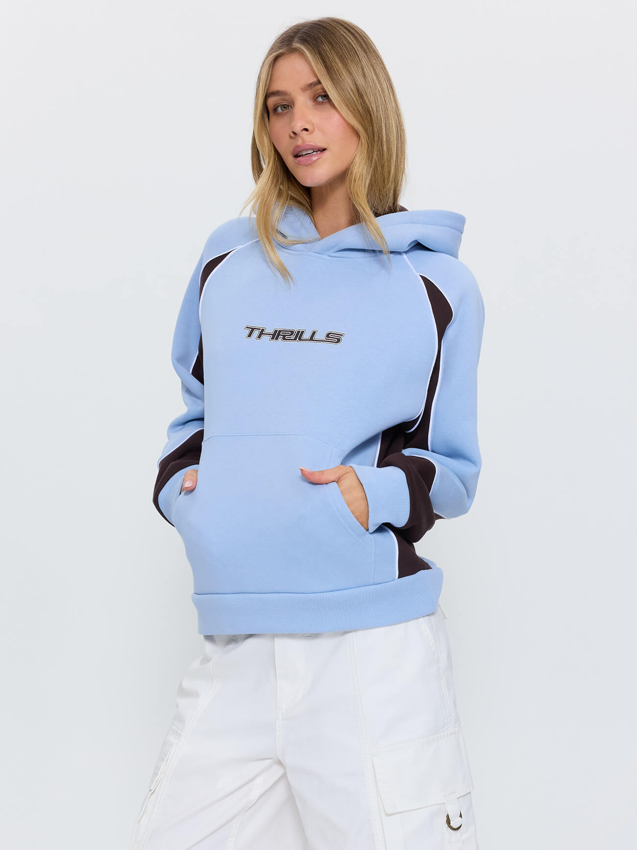 On Repeat Panelled Raglan Hood - Placid Blue 4